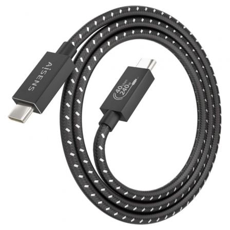 Cable usb 4.0 tipo-c aisens a156-0867/ usb tipo-c macho - usb tipo-c macho/ hasta 240w/ 40gbps/ 1m/ gris