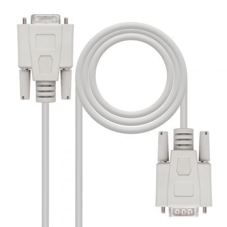 Cable serie null modem nanocable 10.14.0502/ db9 macho - db9 hembra/ 1.8m/ beige