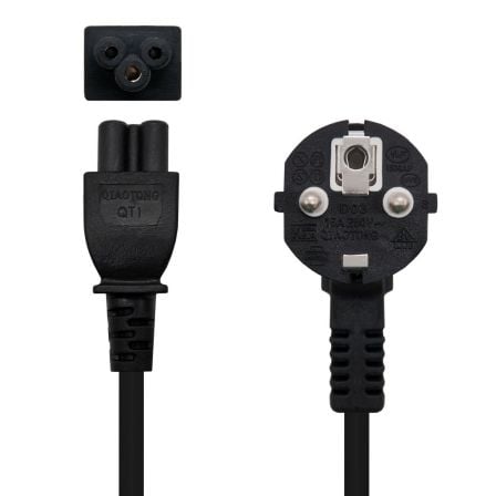 Cable alimentación trébol nanocable 10.22.0302/ schuko macho - c5 hembra/ 1.5m/ negro