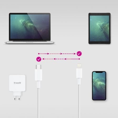 Cable usb 2.0 tipo-c lightning nanocable 10.10.0600/ usb tipo-c macho - lightning macho/ 50cm/ blanco