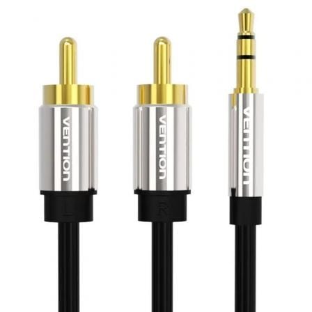 Cable estéreo vention bcfbf/ jack 3.5 macho - 2x rca macho/ 1m/ negro