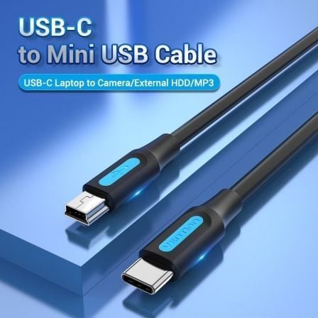 Cable usb 2.0 tipo-c vention cowbh/ usb tipo-c macho - miniusb macho/ hasta 10w/ 480mbps/ 2m/ negro