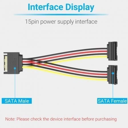 Cable alimentación vention kdbbb/ sata macho - 2x sata hembra/ 15cm/ negro