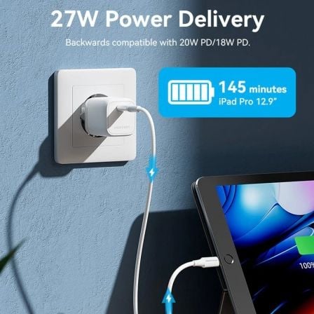 Cable usb 2.0 tipo-c lightning vention lajwf/ usb tipo-c macho - lightning macho/ hasta 27w/ 480mbps/ 1m/ blanco