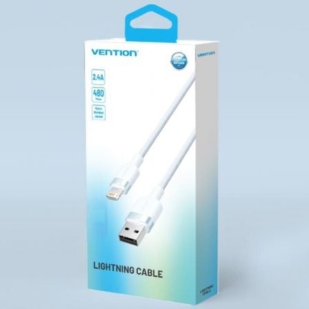 Cable usb lightning vention lanwh/ usb macho - lightning macho/ 480mbps/ 2m/ blanco