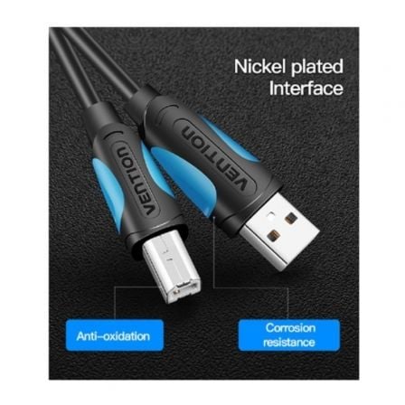 Cable usb 2.0 impresora vention vas-a16-b1000/ usb tipo-b macho - usb macho/ 480mbps/ 10m/ negro