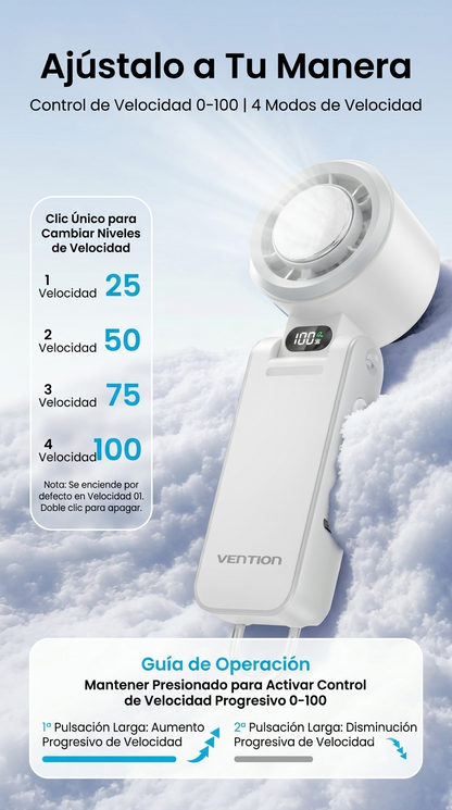 Ventilador de Mano Vention PBCH0/ 100 velocidades