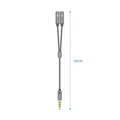 Cable estéreo aisens a128-0415/ jack 3.5 macho - 2x jack 3.5 hembra/ 25cm/ gris