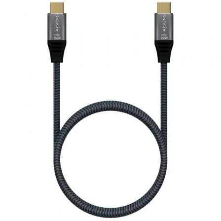 Cable usb 2.0 tipo-c aisens a107-0629 5a 100w/ usb tipo-c macho - usb tipo-c macho/ hasta 100w/ 480mbps/ 2m/ gris