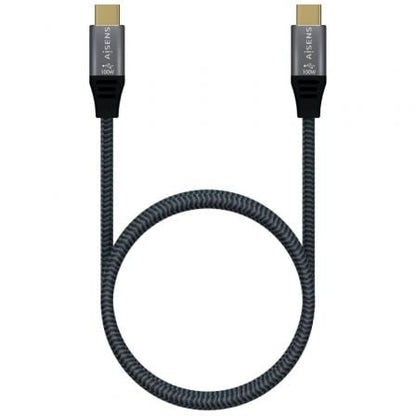 Cable usb 2.0 tipo-c aisens a107-0629 5a 100w/ usb tipo-c macho - usb tipo-c macho/ hasta 100w/ 480mbps/ 2m/ gris