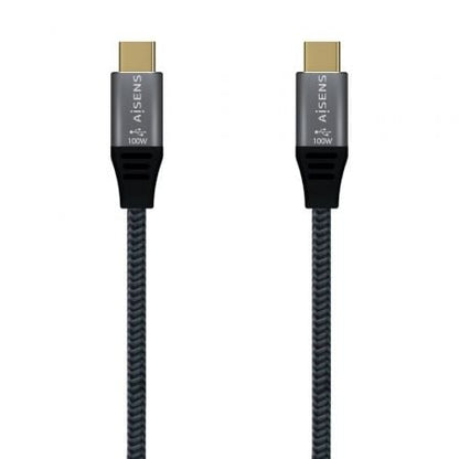 Cable usb 3.2 tipo-c aisens a107-0634 20gbps 5a 100w/ usb tipo-c macho - usb tipo-c macho/ hasta 100w/ 20gbps/ 2m/ gris