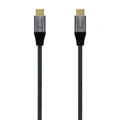 Cable usb 3.2 tipo-c aisens a107-0670 20gbps 100w/ usb tipo-c macho - usb tipo-c macho/ hasta 100w/ 20gbps/ 60cm/ gris