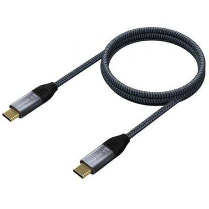 Cable usb 3.2 tipo-c aisens a107-0671 20gbps 100w/ usb tipo-c macho - usb tipo-c macho/ hasta 100w/ 20gbps/ 1m/ gris