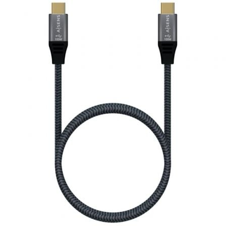 Cable usb 3.2 tipo-c aisens a107-0671 20gbps 100w/ usb tipo-c macho - usb tipo-c macho/ hasta 100w/ 20gbps/ 1m/ gris