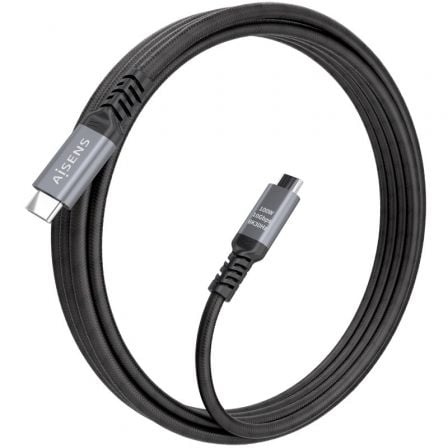 Cable usb 3.2 tipo-c aisens a107-0989/ usb tipo-c macho - usb tipo-c macho/ hasta 100w/ 10gbps/ 4m/ negro