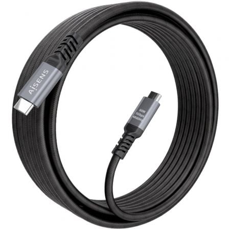 Cable usb 3.2 tipo-c aisens  a107-0991/ usb tipo-c macho - usb tipo-c macho/ hasta 60w/ 5gbps/ 7m/ negro