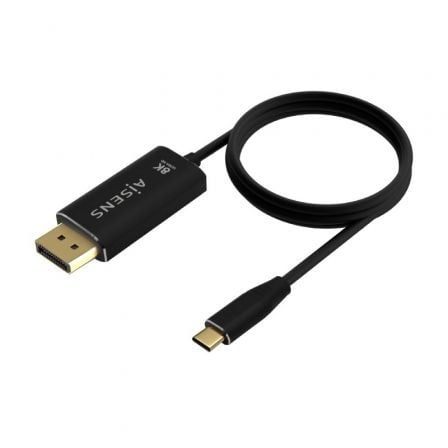 Cable conversor displayport 8k 60hz aisens a109-0687/ usb tipo-c macho - displayport macho/ hasta 27w/ 1250mbps/ 1.8m/ negro
