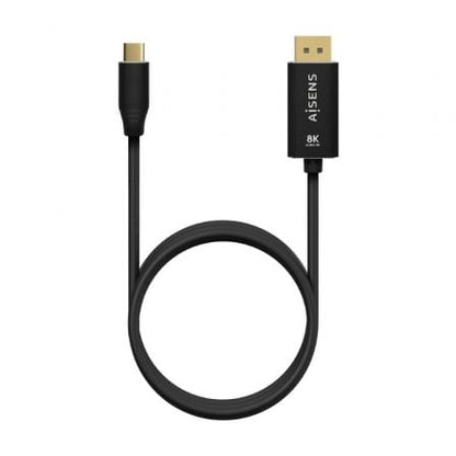 Cable conversor displayport 8k 60hz aisens a109-0687/ usb tipo-c macho - displayport macho/ hasta 27w/ 1250mbps/ 1.8m/ negro