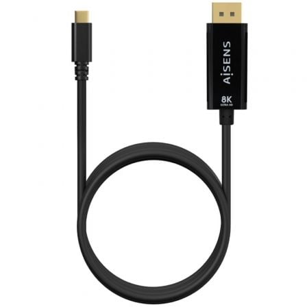 Cable conversor aisens a109-0688/ usb tipo-c macho - displayport macho/ hasta 27w/ 1250mbps/ 80cm/ negro