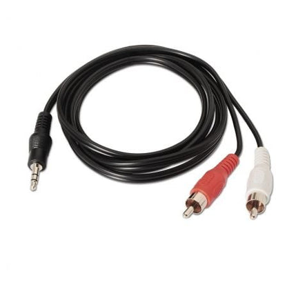 Cable estéreo aisens a128-0147/ jack 3.5 macho - 2x rca macho/ hasta 0.1w/ 1.5m/ negro