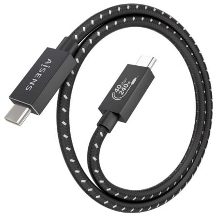 Cable usb 4.0 tipo-c aisens a156-0866/ usb tipo-c macho - usb tipo-c macho/ hasta 240w/ 40gbps/ 50cm/ gris