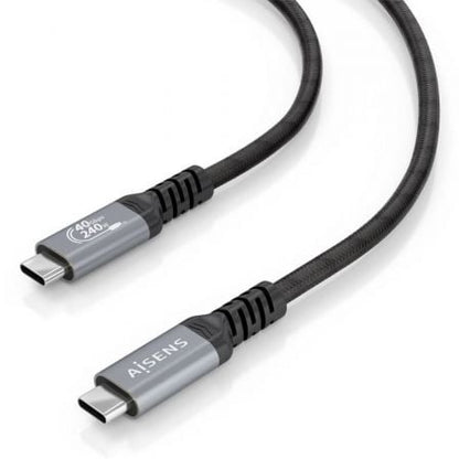 Cable usb 4.0 tipo-c aisens a156-0993/ usb tipo-c macho - usb tipo-c macho/ hasta 240w/ 40gbps/ 50cm/ negro