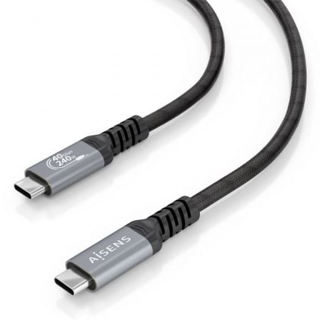 Cable usb 4.0 tipo-c aisens a156-0993/ usb tipo-c macho - usb tipo-c macho/ hasta 240w/ 40gbps/ 50cm/ negro
