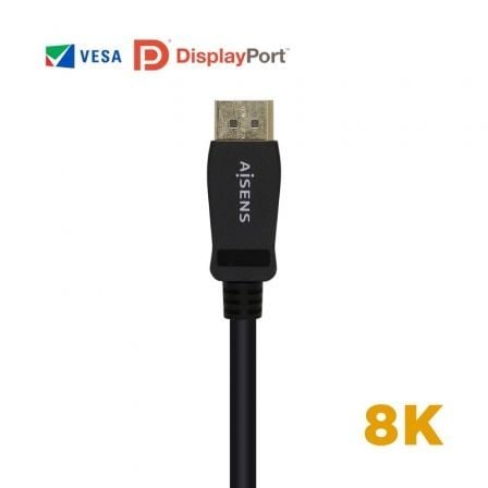 Cable displayport 1.4 8k aisens a149-0431/ displayport macho - displayport macho/ 1m/ certificado/ negro