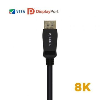 Cable displayport 1.4 8k aisens a149-0431/ displayport macho - displayport macho/ 1m/ certificado/ negro
