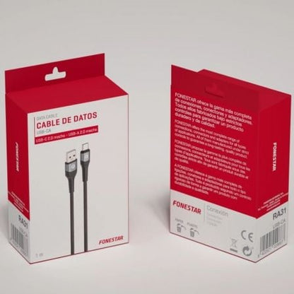 Cable usb 2.0 tipo-c fonestar usb-ca/ usb tipo-c macho - usb macho/ 480mbps/ 1m/ negro