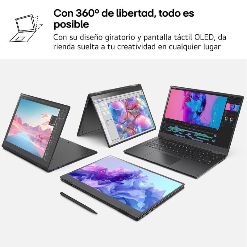 Portátil Convertible LG Gram Pro 2en1 16T90TP-K.AD88B Intel Core Ultra 7-255H/ 32GB/ 1TB SSD/ 16" Táctil/ Win11