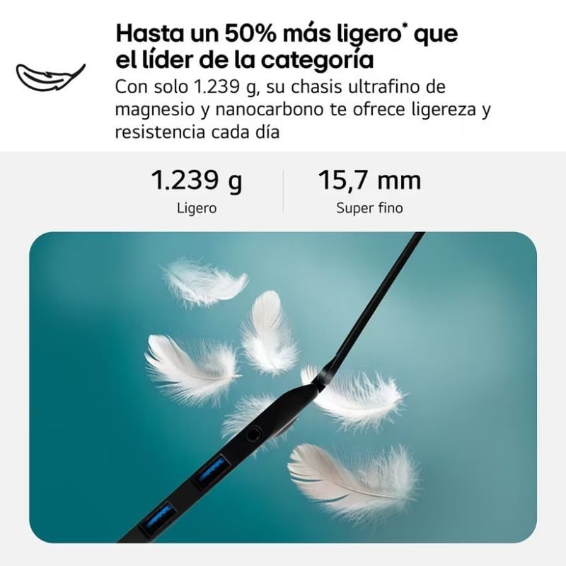 Portátil LG Gram 16Z90TL-G.AU85BN Intel Core Ultra 7-258V/ 32GB/ 512GB SSD/ 16"/ Win11