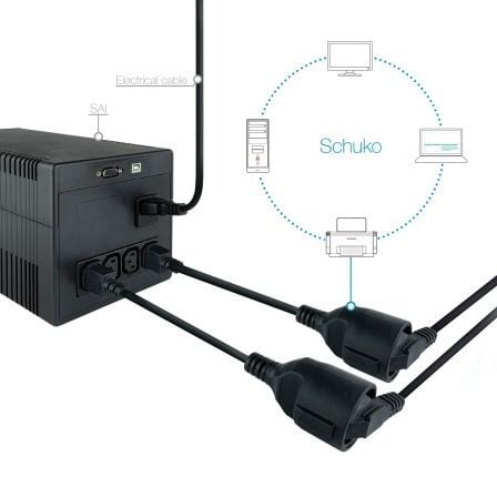 Adaptador alimentación nanocable 10.22.0901/ c14 macho - cee7 hembra/ 25cm/ negro