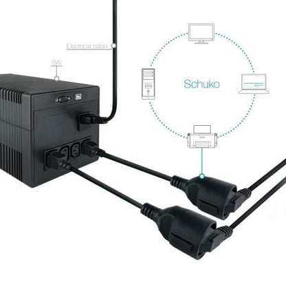 Adaptador alimentación nanocable 10.22.0901/ c14 macho - cee7 hembra/ 25cm/ negro