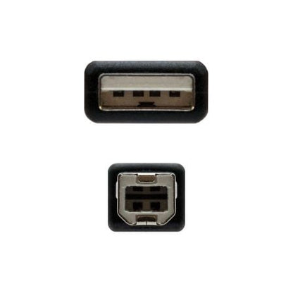 Cable usb 2.0 impresora nanocable 10.01.0104-bk/ usb tipo-b macho - usb macho/ 3m/ negro