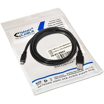 Cable usb 2.0 nanocable 10.01.0501/ usb macho - microusb macho/ 1.8m/ negro