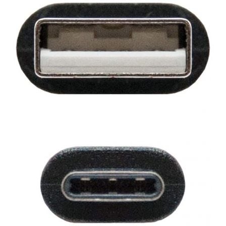 Cable usb 2.0 tipo-c nanocable 10.01.2100/ usb tipo-c macho - usb macho/ 480mbps/ 50cm/ negro