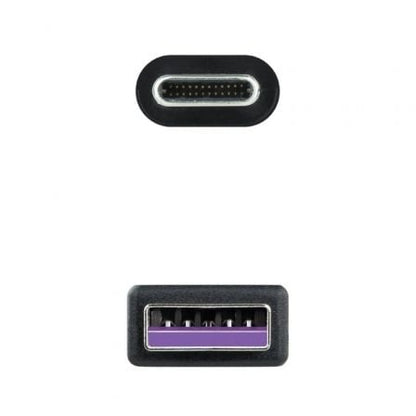 Cable usb 2.0 nanocable 10.01.2101-l150/ usb tipo-c macho - usb macho/ 480mbps/ 1.5m/ negro