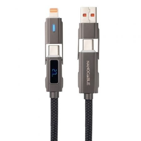 Cable usb 2.0 tipo-c nanocable 10.01.2501/ usb tipo-c macho + usb macho - usb tipo-c macho + lightning macho/ hasta 27w/