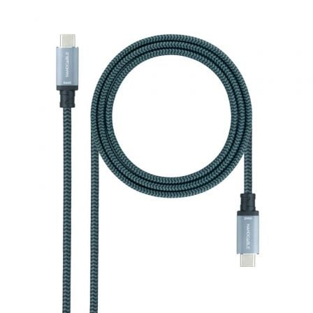 Cable usb 3.1 tipo-c nanocable 10.01.4102-comb/ usb tipo-c macho - usb tipo-c macho/ hasta 100w/ 10gbps/ 2m/ gris y negro