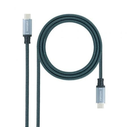 Cable usb 3.1 tipo-c nanocable 10.01.4102-comb/ usb tipo-c macho - usb tipo-c macho/ hasta 100w/ 10gbps/ 2m/ gris y negro
