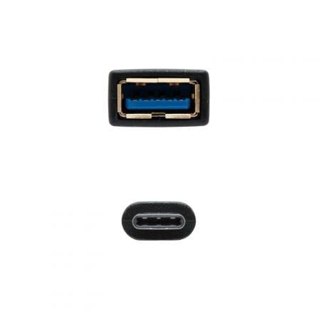 Cable usb 3.1 nanocable 10.01.4201/ usb tipo-c macho - usb hembra/ 15cm/ negro