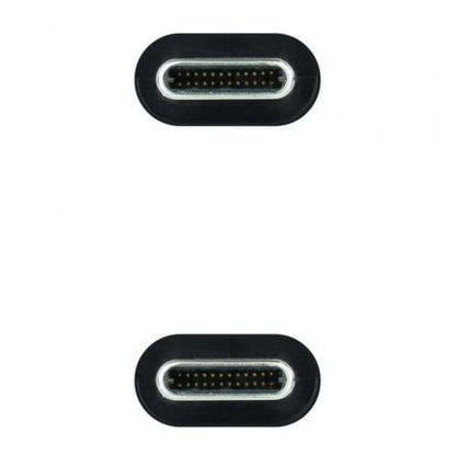 Cable usb 3.2 nanocable 10.01.4300-comb/ usb tipo-c macho - usb tipo-c macho/ hasta 100w/ 20gbps/ 50cm/ gris y negro