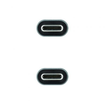Cable usb 3.2 nanocable 10.01.4300/ usb tipo-c macho - usb tipo-c macho/ hasta 100w/ 20gbps/ 50cm/ gris y negro