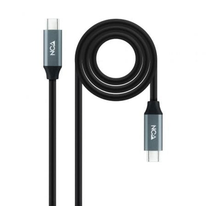 Cable usb 3.2 tipo-c nanocable 10.01.4301 5a 100w/ usb tipo-c macho - usb tipo-c macho/ hasta 100w/ 20gbps/ 1m/ gris y negro