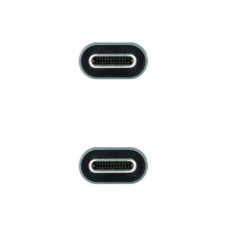 Cable usb 3.2 tipo-c nanocable 10.01.4301 5a 100w/ usb tipo-c macho - usb tipo-c macho/ hasta 100w/ 20gbps/ 1m/ gris y negro