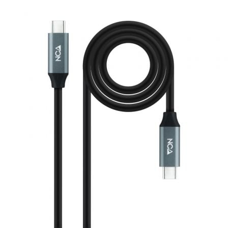 Cable usb 3.2 nanocable 10.01.4302/ usb tipo-c macho - usb tipo-c macho/ hasta 100w/ 20gbps/ 2m/ gris y negro