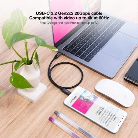 Cable usb 3.2 tipo-c nanocable 10.01.4303/ usb tipo-c macho - usb tipo-c macho/ 3m/ gris y negro