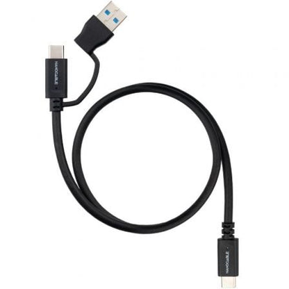 Cable usb 3.2 tipo-c nanocable 10.01.4800/ usb tipo-c macho/ usb macho - usb tipo-c macho/ hasta 60w/ 10gbps/ 50cm/ negro