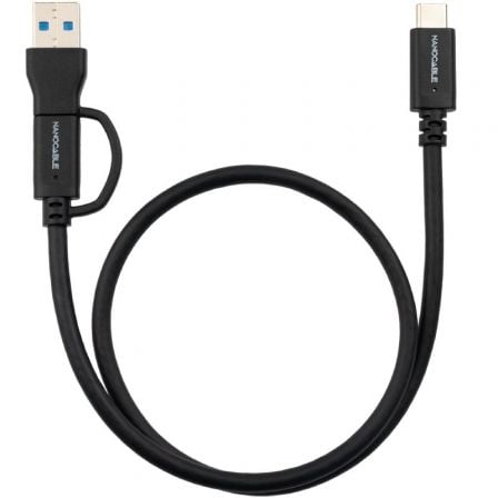 Cable usb 3.2 tipo-c nanocable 10.01.4802/ usb tipo-c macho/ usb macho - usb tipo-c macho/ hasta 60w/ 10gbps/ 2m/ negro